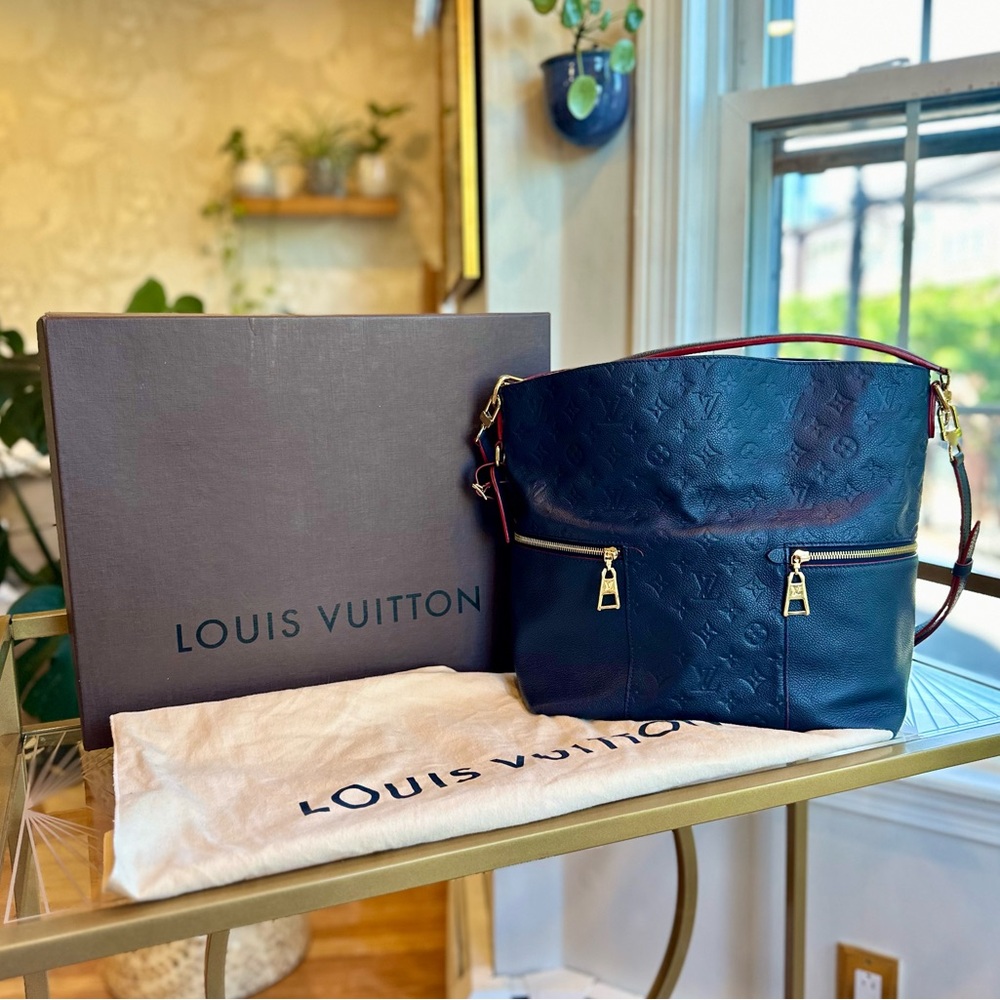 Louis Vuitton Authentic Leather Melie M. Emp. Marine Rouge Navy Blue & Red Bag - Picture 9 of 14